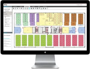 A view of the Departmental blocking scenarios in a space management software.