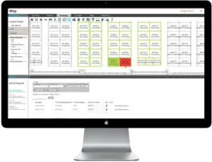A computer view of seating plans produced from our space management software.
