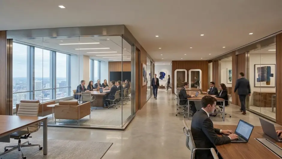 Law firm space management in practice showing various workspaces within a law firm and how the spaces are being utilized.