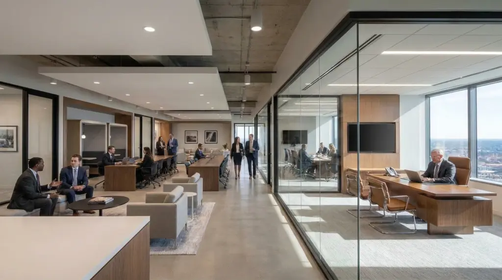 Law firms taking a more strategic approach to law firm space planning in an open workplace.