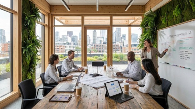 Real Estate Executives Discussing Move, Add, Change (MAC) Processes and their Cross-Functional Dependencies